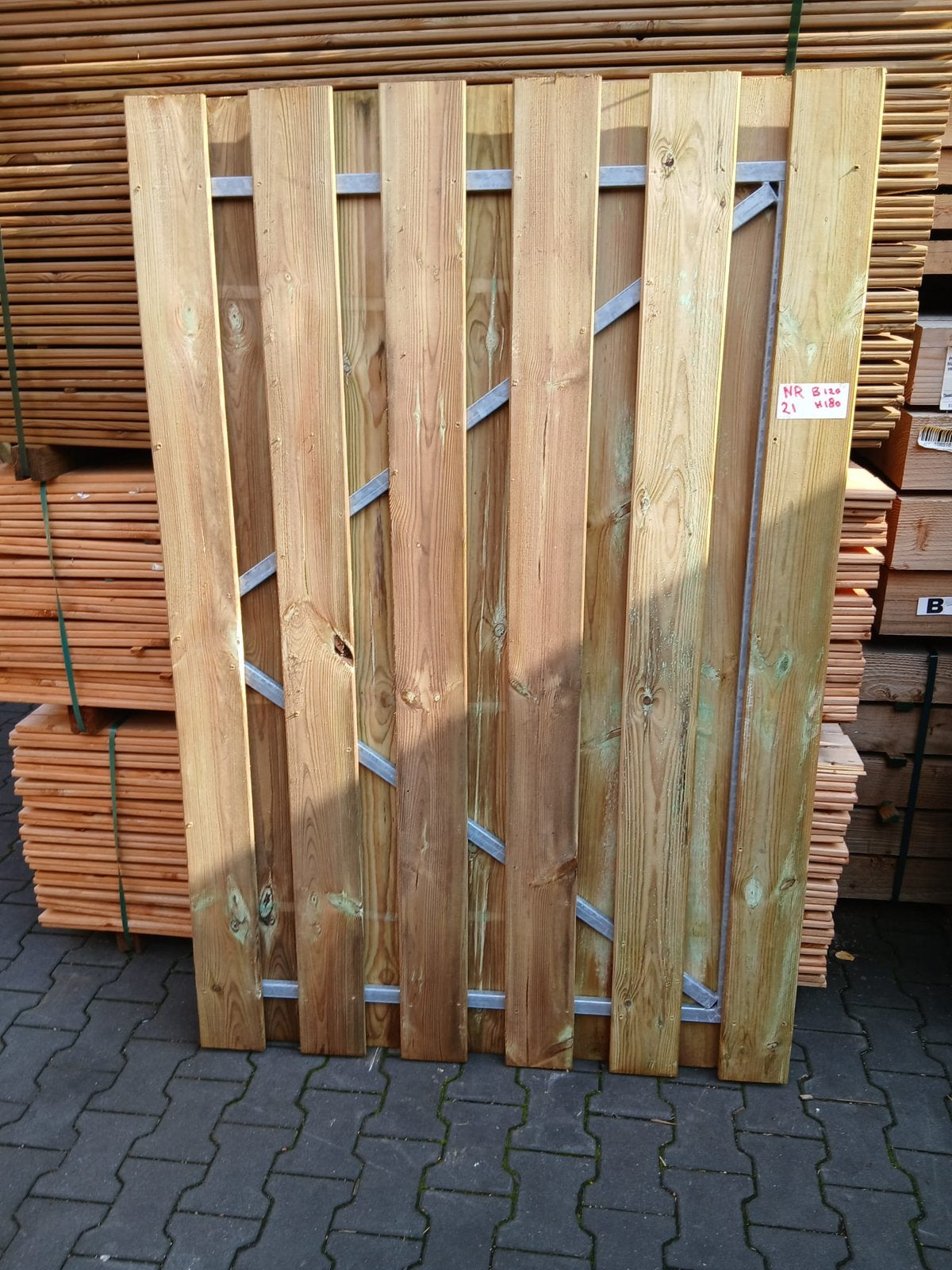 Poort met ijzeren frame. 1.20 breed en 1.80 hoog nr 21, Ophalen, Nieuw, 150 tot 200 cm, Hout