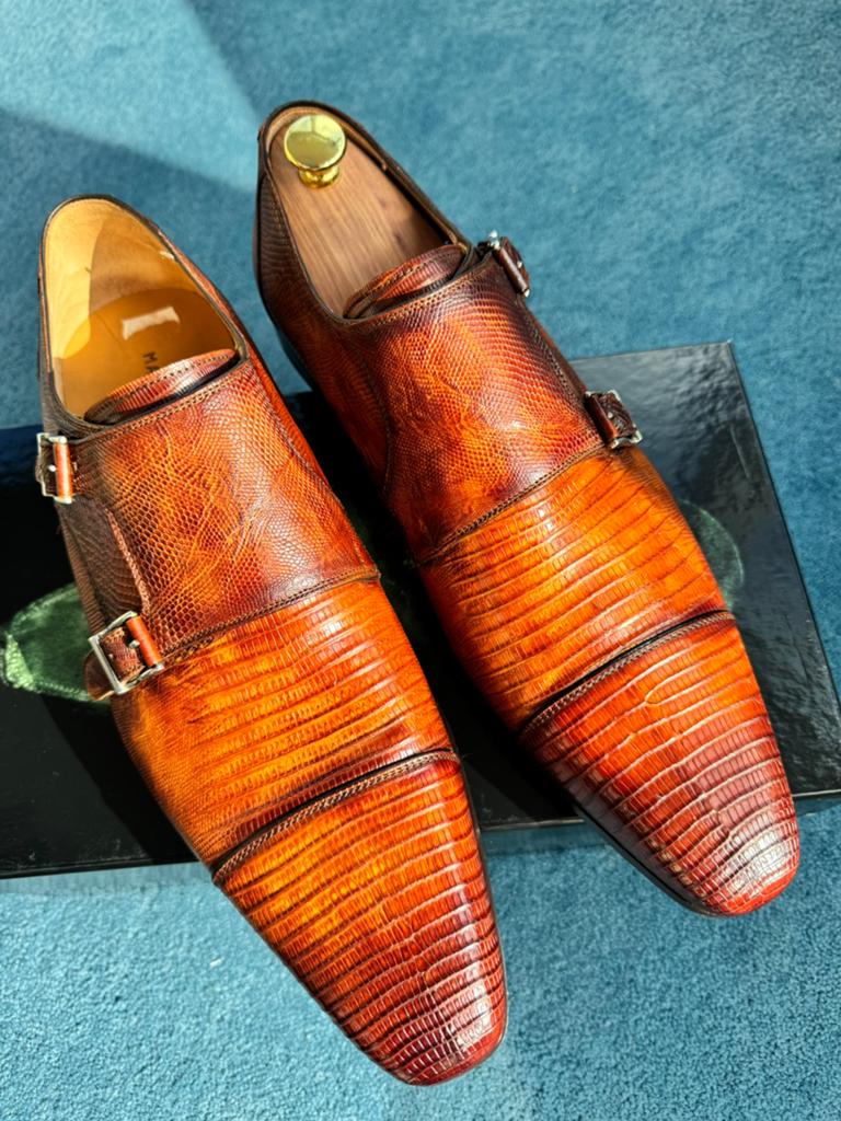 NIEUW Magnanni Double Monk Isaac Lizard EU 44 (Honing)Bruin, Bruin, Verzenden, Nieuw, Gespschoenen
