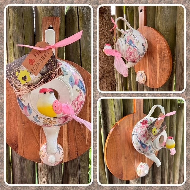Cadeautip! Broodplank Theepot Vogelhuisje, Tuin en Terras, Vogelhuisjes en Vogelbaden, Ophalen of Verzenden, Nieuw
