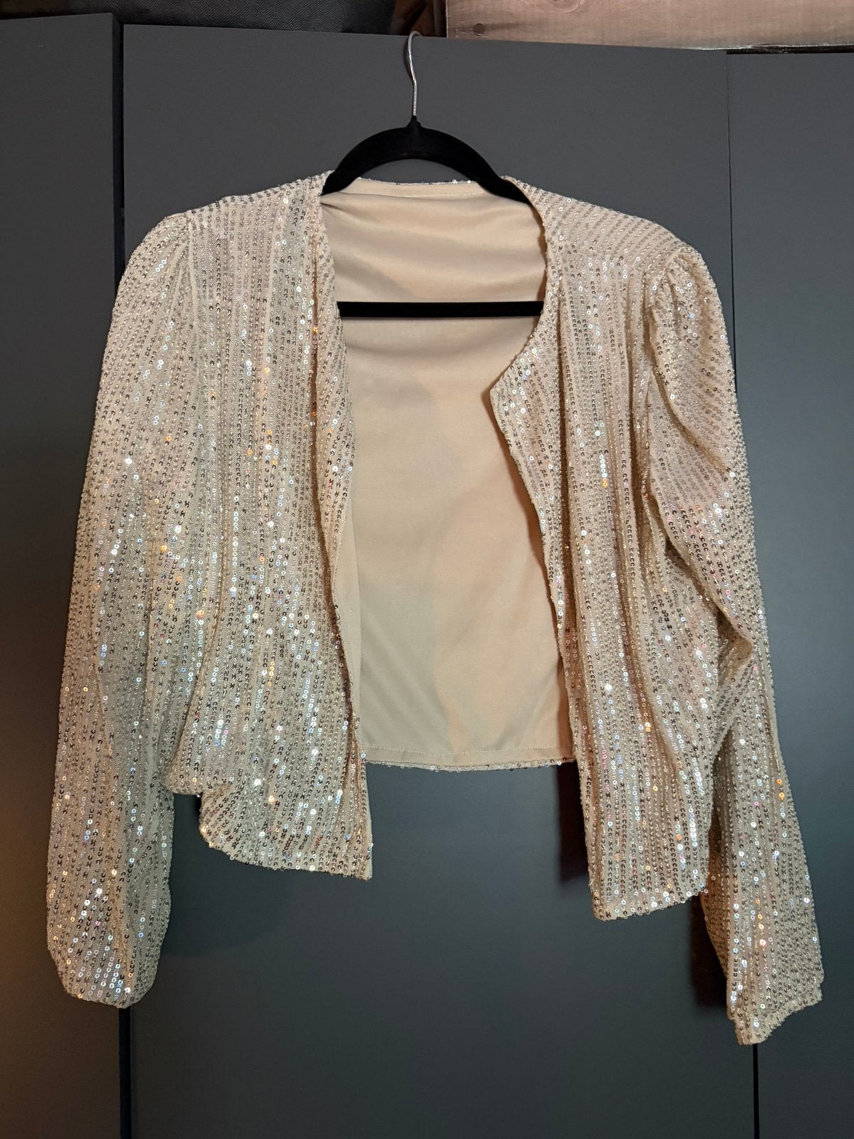 Gouden glitter pailleten jasje maat L, Kleding | Dames, Ophalen of Verzenden, Zo goed als nieuw, Maat 38/40 (M), Zwart