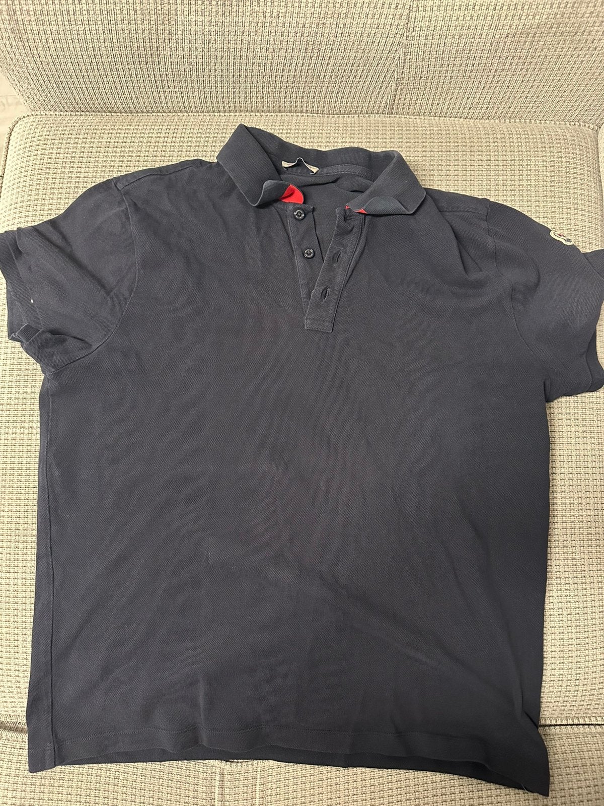 Moncler Polo maat S, Ophalen of Verzenden, Zo goed als nieuw, Maat 52/54 (L), Blauw