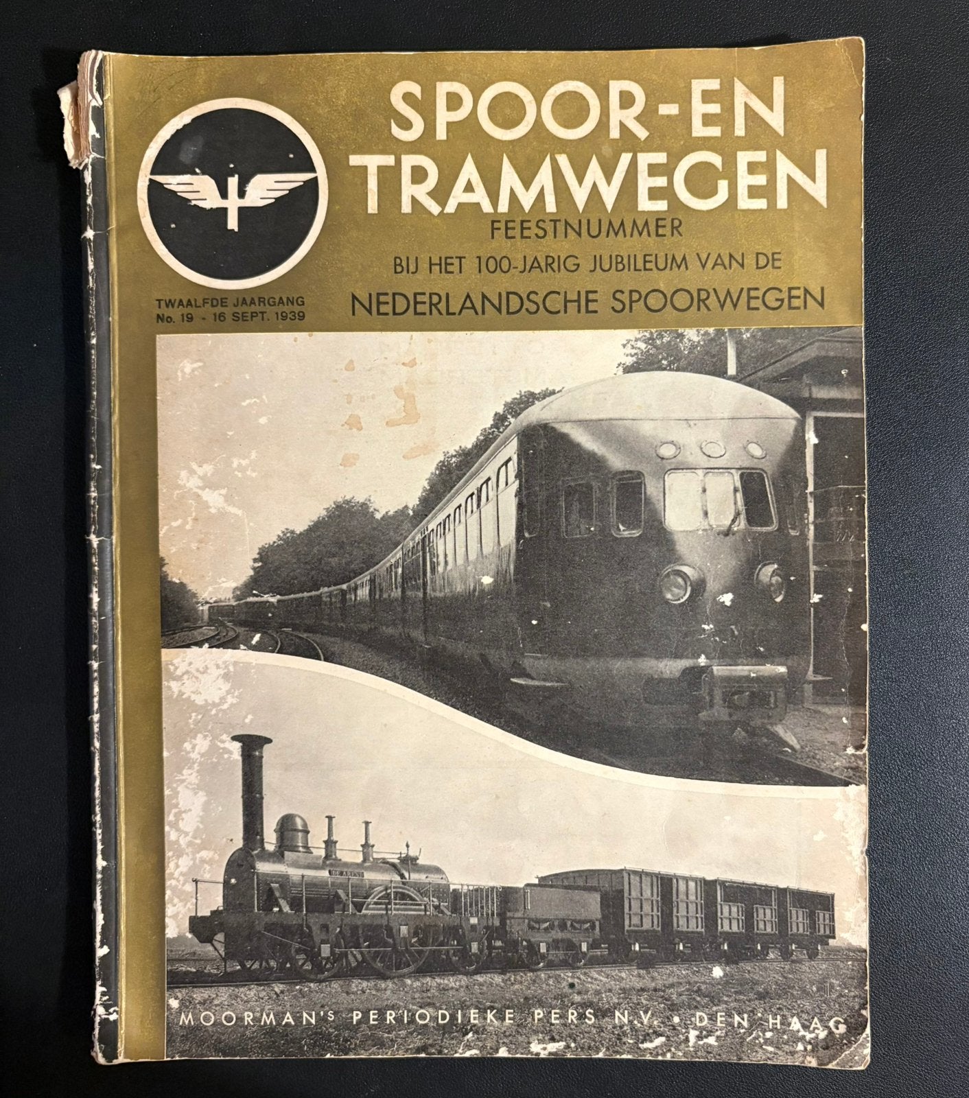 Spoor- en tramwegen 100-jarig jubileum spoorwegen (1939), Ophalen of Verzenden, Gebruikt, Trein, Boek of Tijdschrift