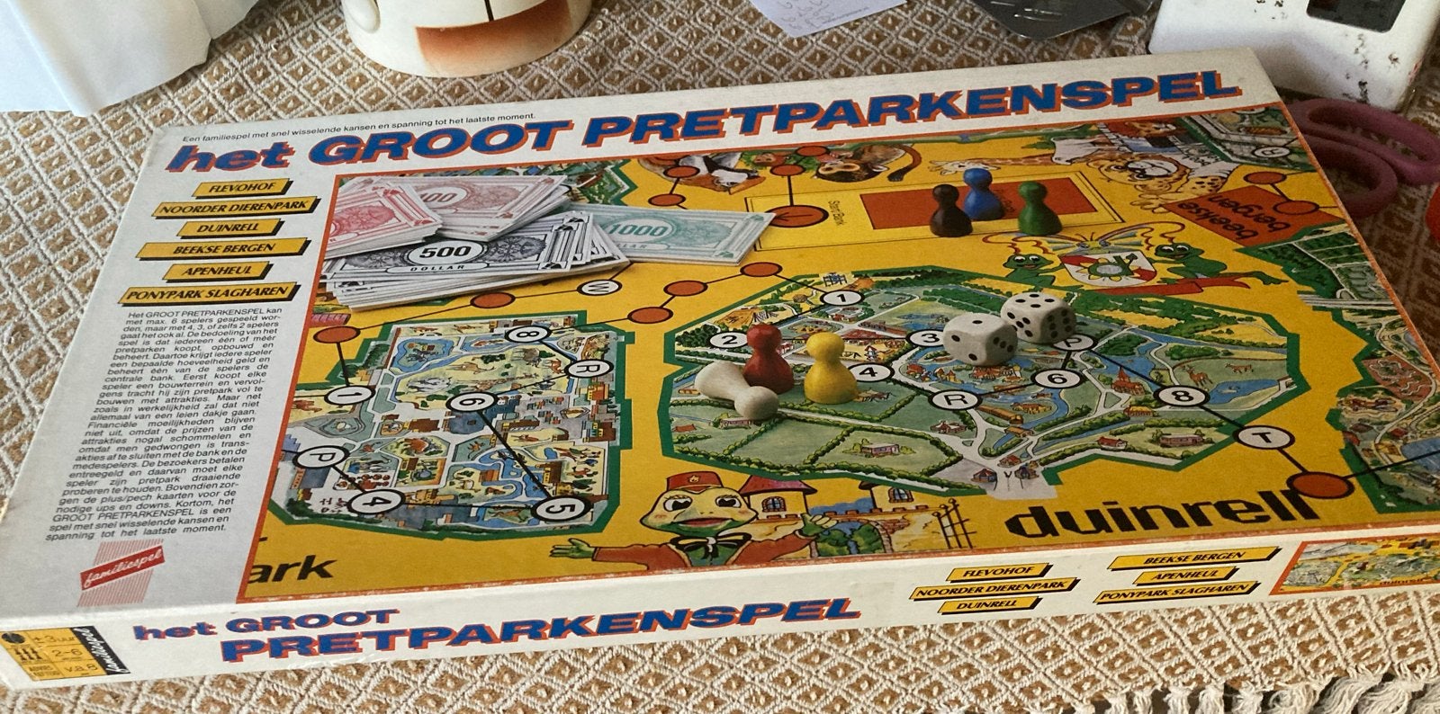 Het Groot Pretparkenspel - Vintage Bordspel HEMA, Drie of vier spelers, Ophalen of Verzenden, Gebruikt