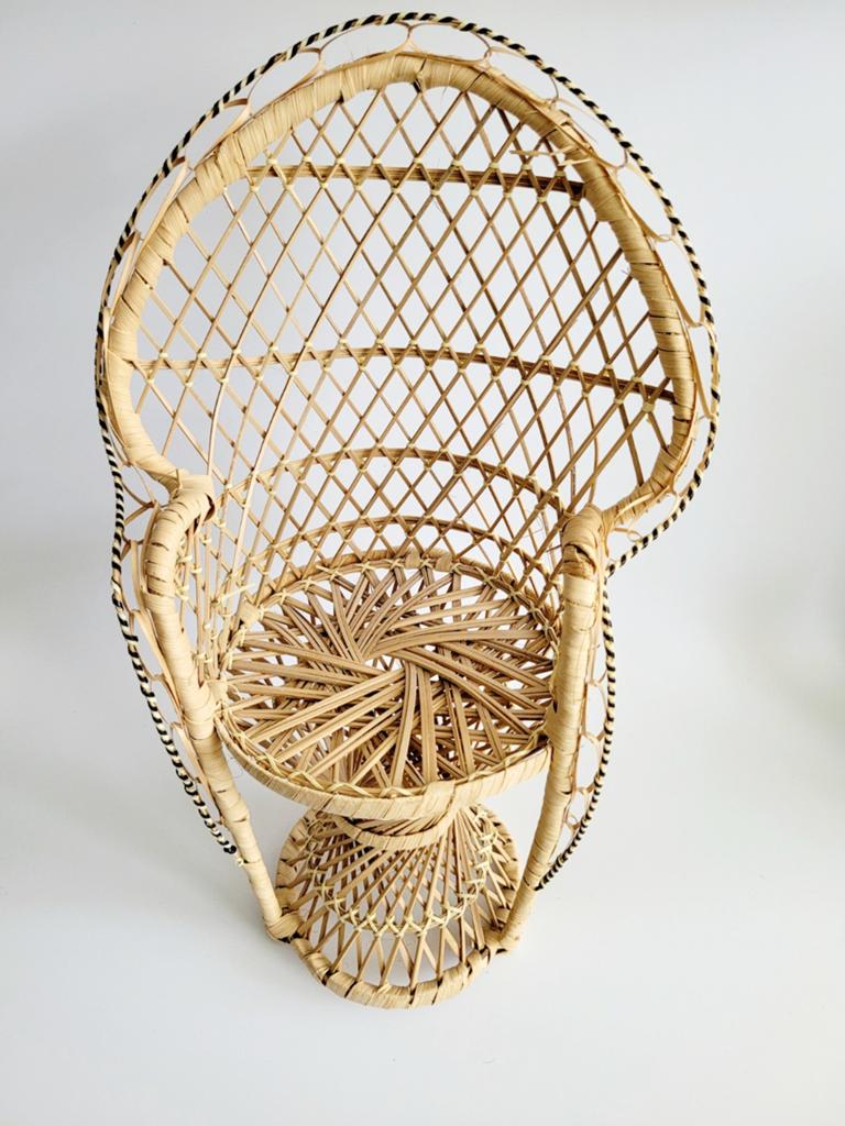 Vintage rotan riet stoeltje voor plant of pop, Ophalen of Verzenden