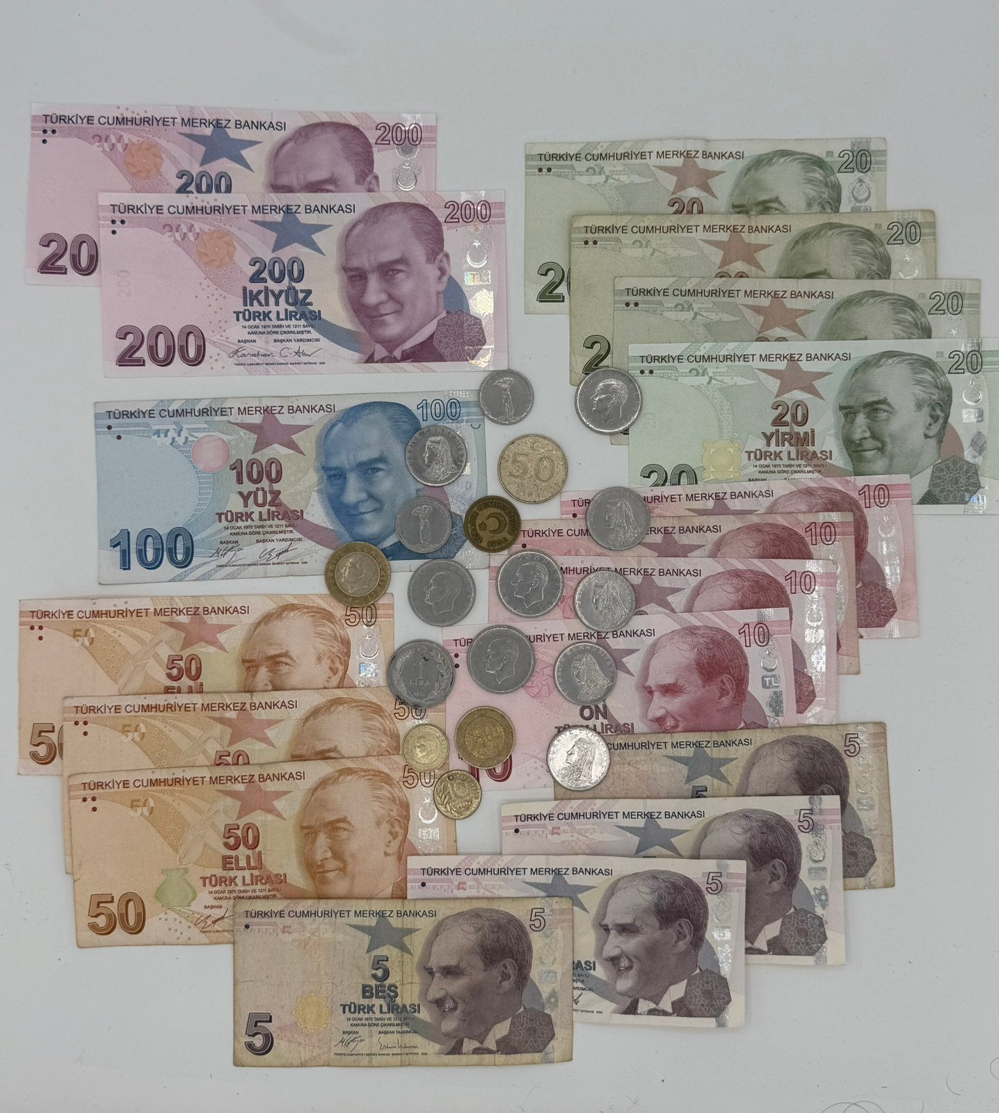 Partij Turkse bankbiljetten en munten, Ophalen of Verzenden, Buitenland, Bankbiljetten
