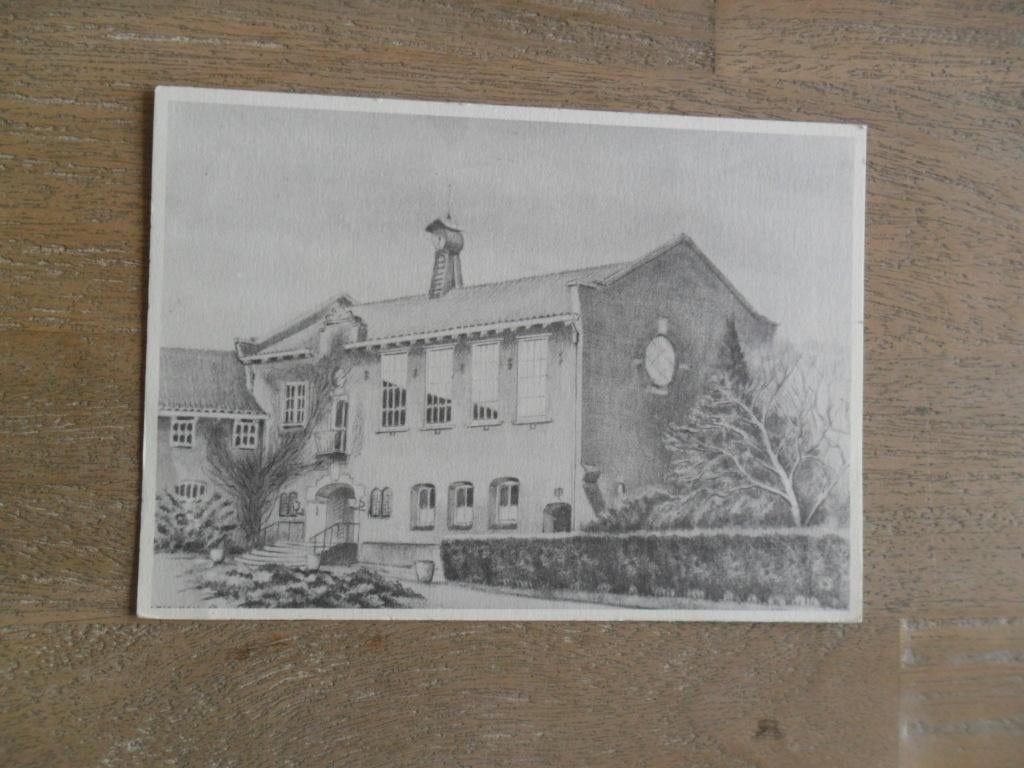 Huizen, gemeentehuis potlood tekening P. Kooyman 1981, Verzenden, 1980 tot heden, Gelopen, Noord-Holland