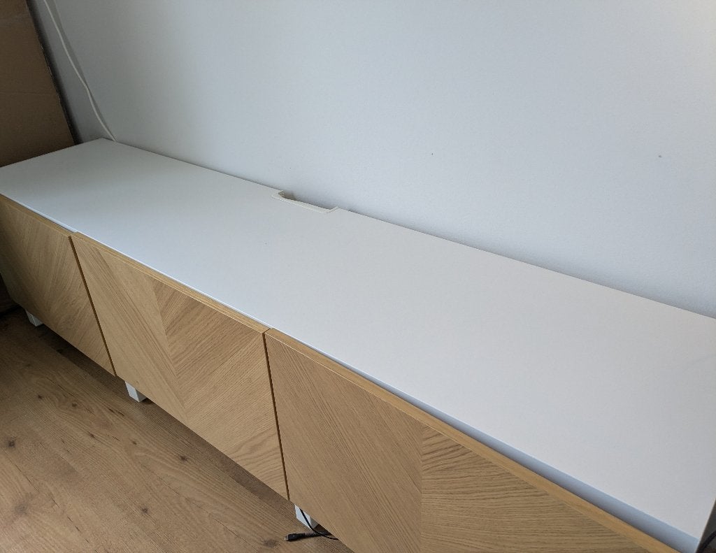 IKEA Besta TV-meubel met eikenhouten deuren, Huis en Inrichting, Kasten | Televisiemeubels, Ophalen, Modern, Scandinavisch, 150 tot 200 cm