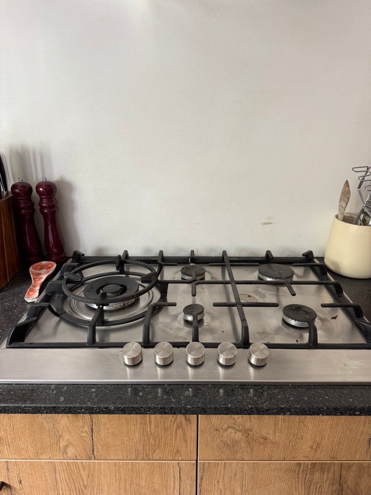 Bosch gaskookplaat 5 pits, Ophalen, 4 kookzones, Zo goed als nieuw, Inbouw