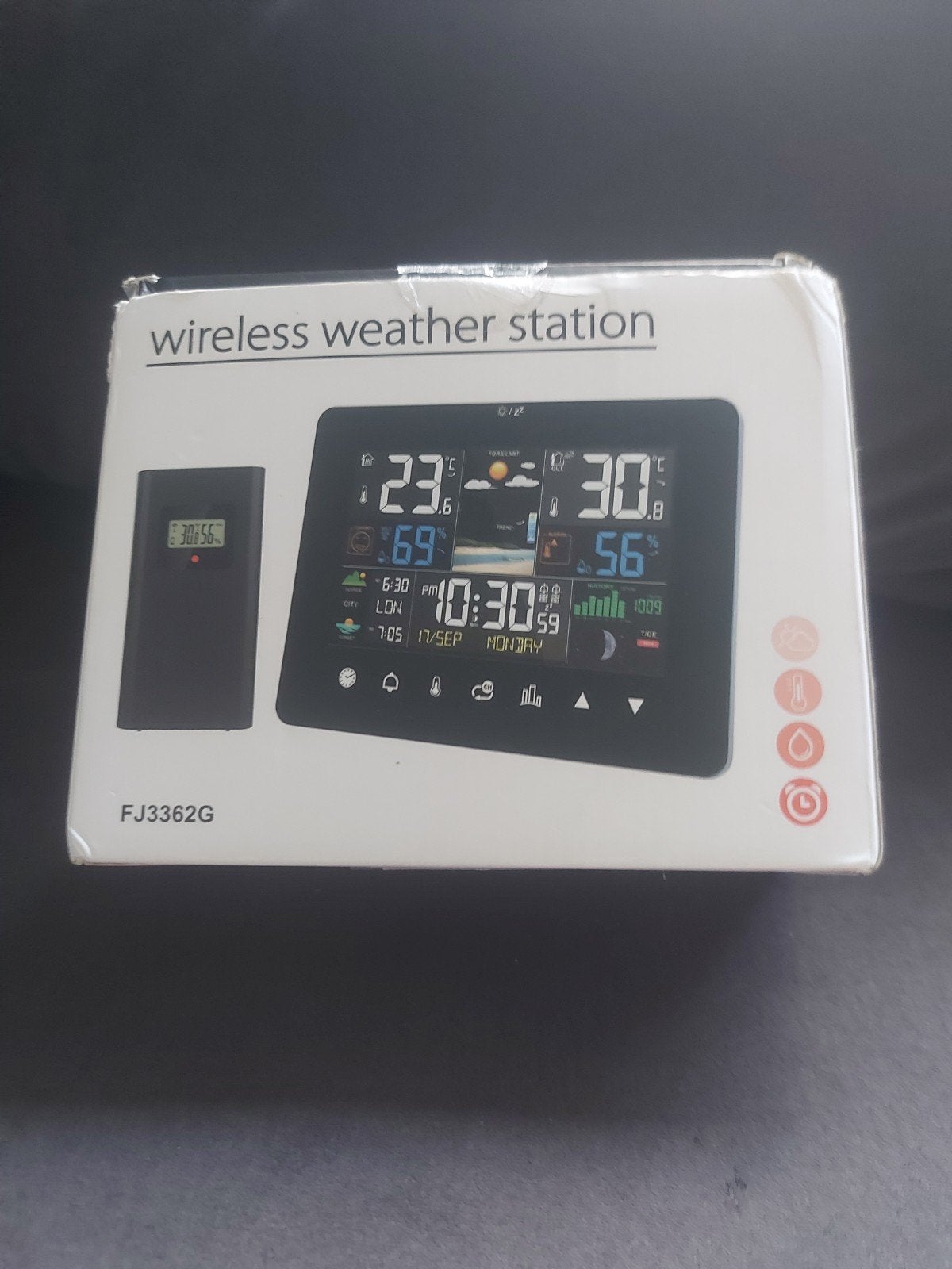 Draadloos Weerstation FJ3362G met Kleurenscherm, Ophalen, Zo goed als nieuw, Weerstation