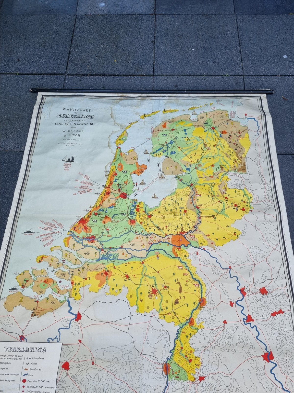 Prachtige klassieke landkaart van Bakker en Rusch, Ophalen, Aardrijkskunde
