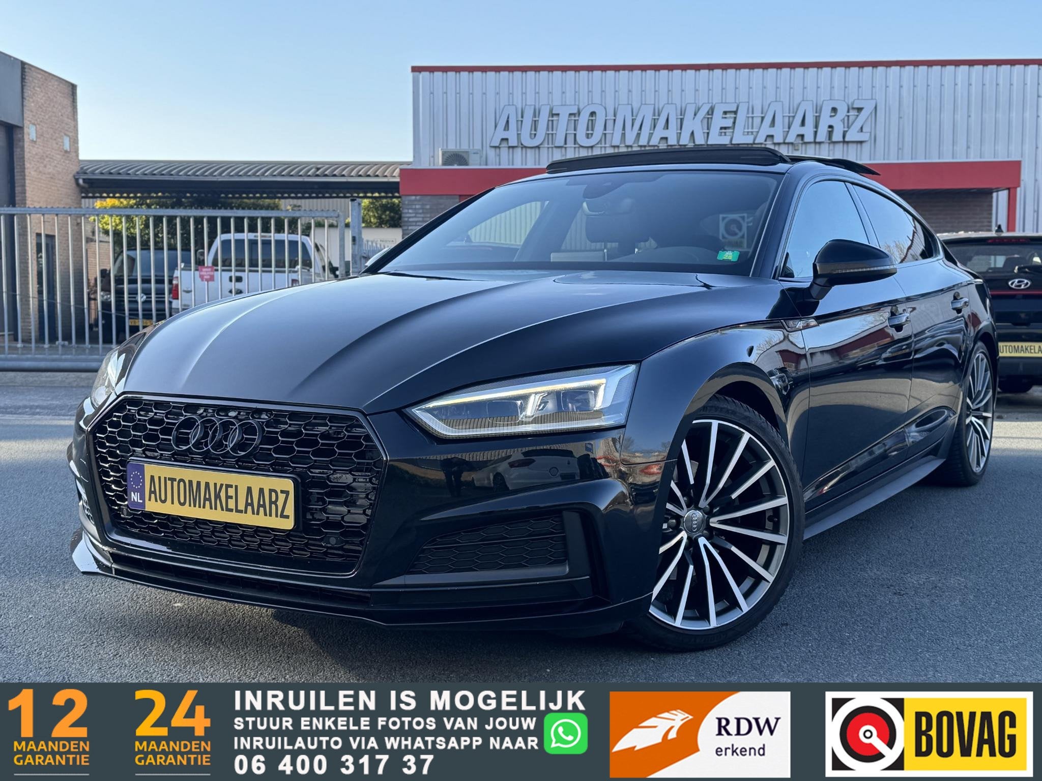Audi A5 Sportback 40 TFSI 190PK S-Line Black Edition Pano, Auto's, Audi, Gebruikt, 1984 cc, Zwart, Bedrijf