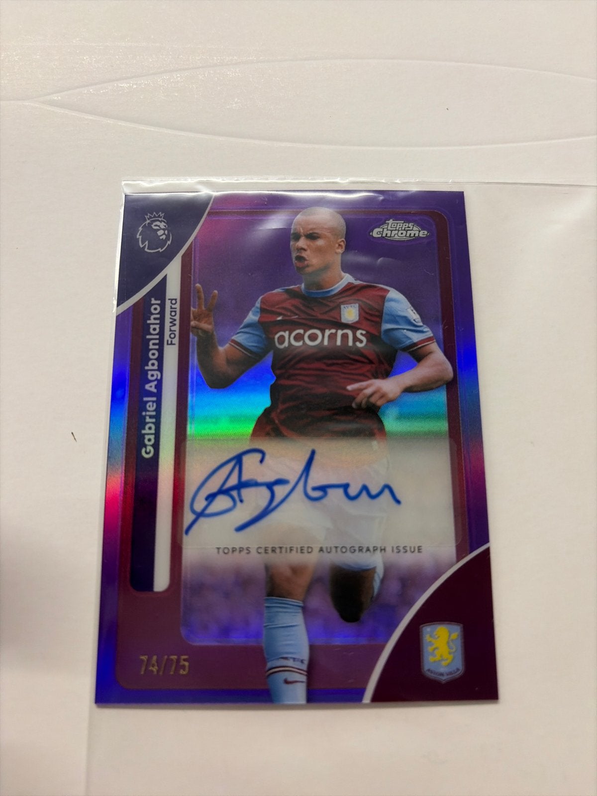 Topps Chrome Gabriel Agbonlahor Auto 74/75 Aston Villa, Verzamelen, Sportartikelen en Voetbal, Nieuw, Spelerskaart, Buitenlandse clubs