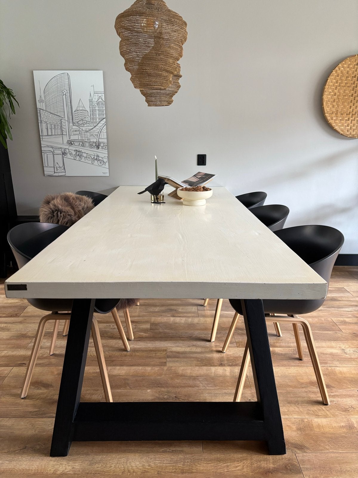 Eettafel Lifestyle Home - Wit met Zwart L 2.40x B 1.00 m, Ophalen, Gebruikt, 50 tot 100 cm, 150 tot 200 cm