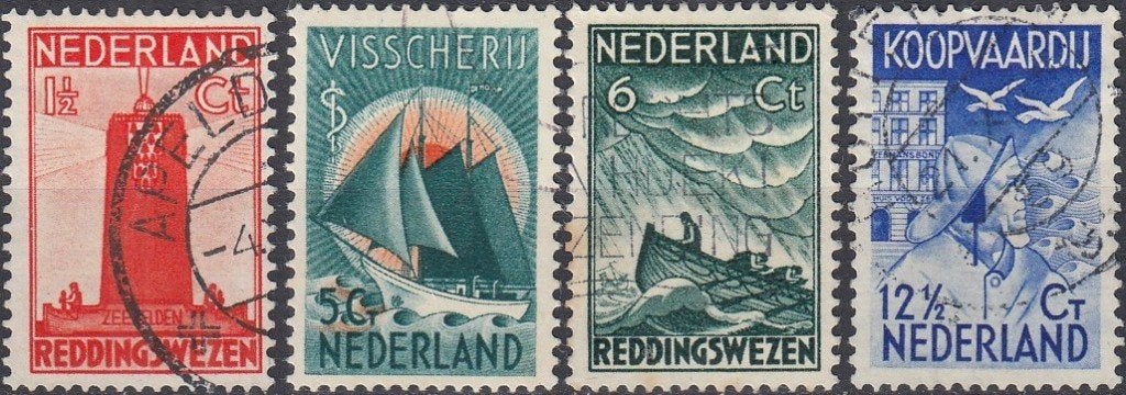 Nederland 2.39.1- 1933- Zeemanzegels- NVPH-257 t/m 260- G, Postzegels en Munten, Verzenden, T/m 1940, Gestempeld