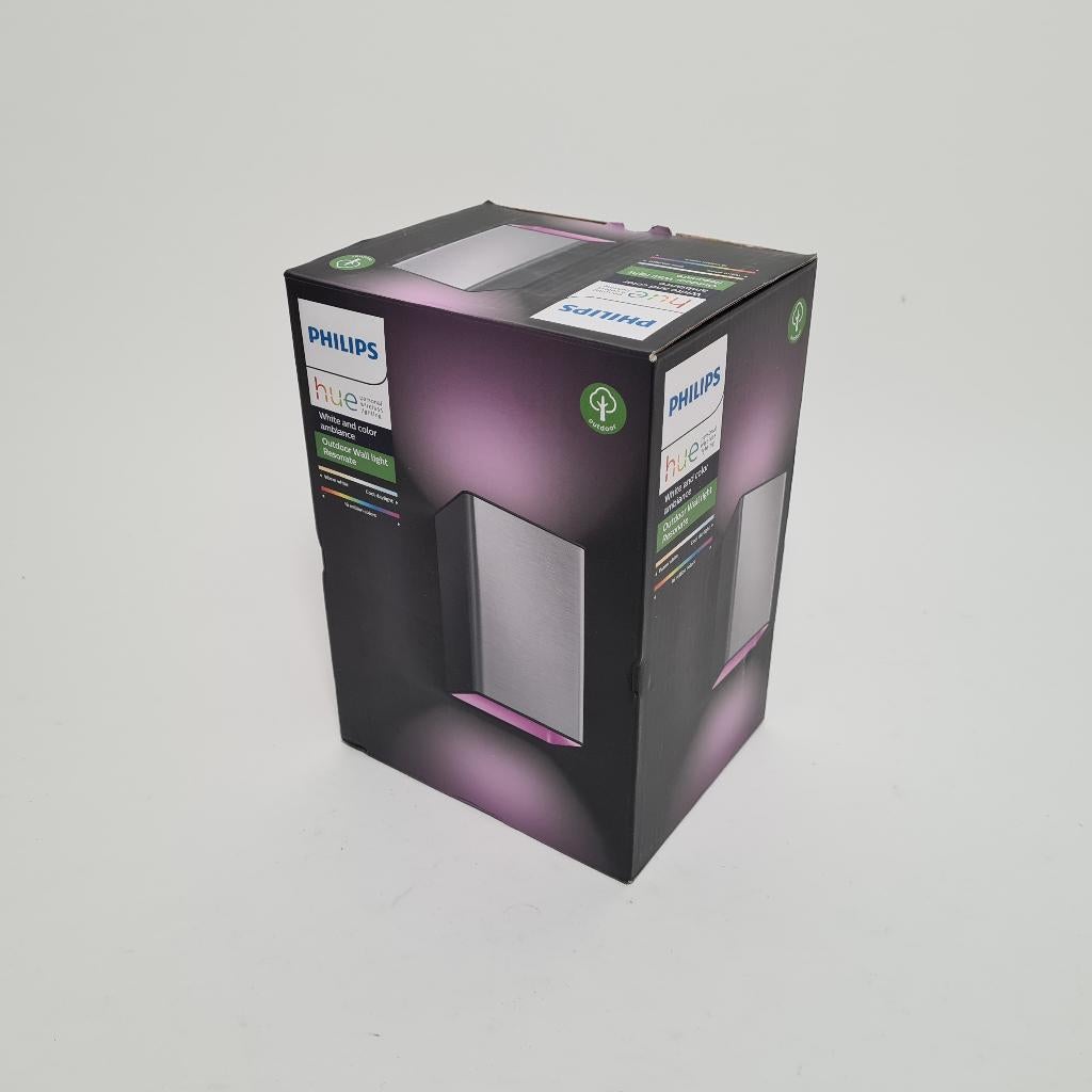 Philips Hue Resonate Wandlamp voor Buiten | Grijs Aluminium, Tuin en Terras, Buitenverlichting, Minder dan 50 watt, Wandlamp, Aluminium