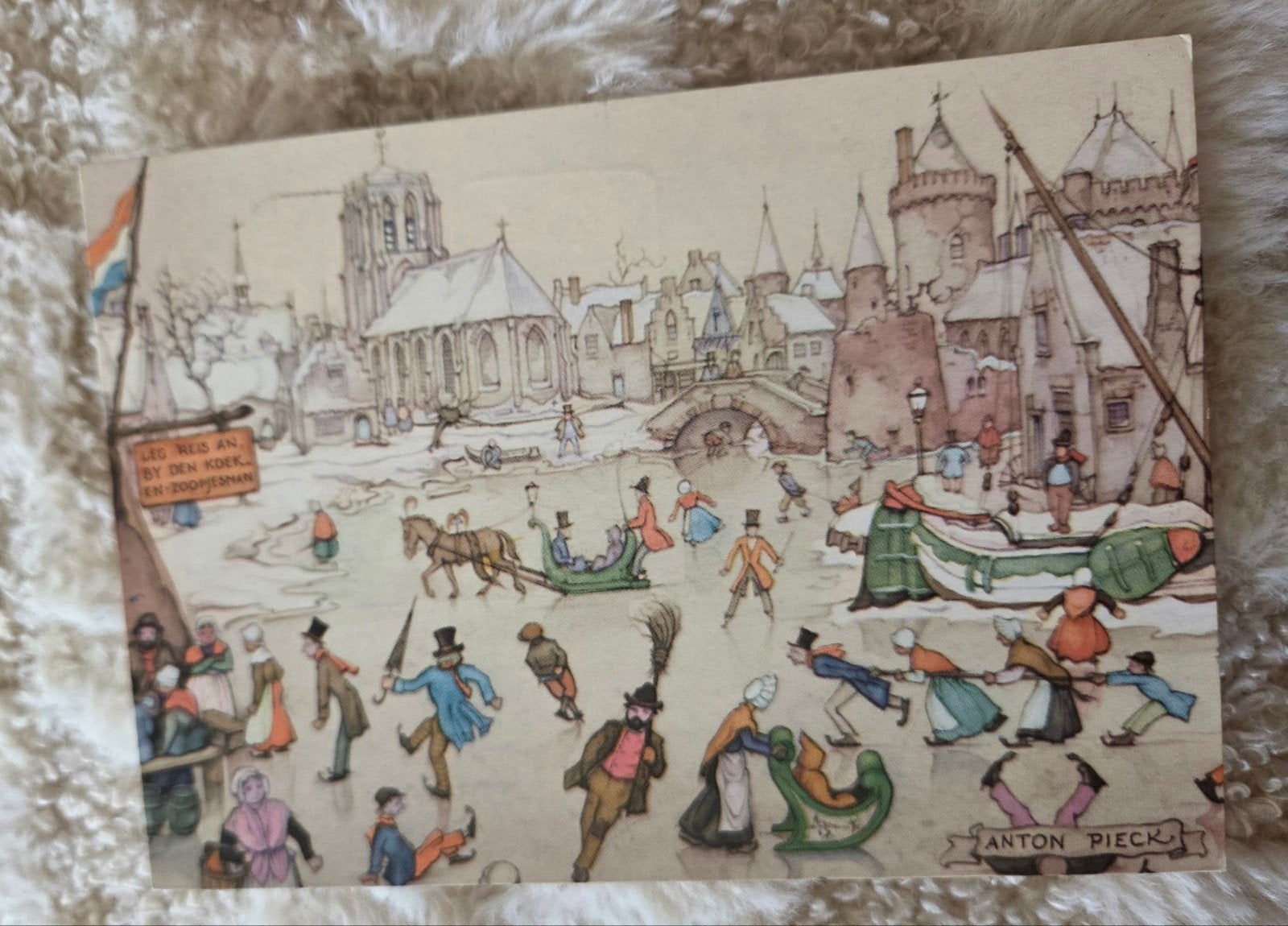 Anton Pieck Schaatsen op de gracht, Verzenden, 1980 tot heden, Gelopen, Overige thema's