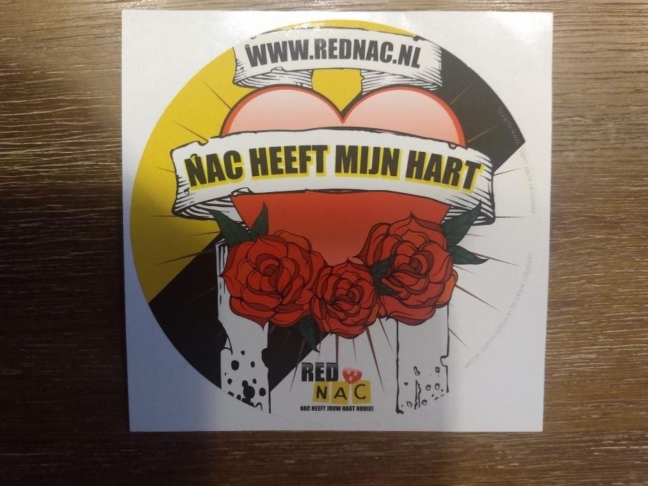 Twee verschillende stickers Red NAC actie, Ophalen of Verzenden, Nieuw, NAC Breda, Poster, Plaatje of Sticker