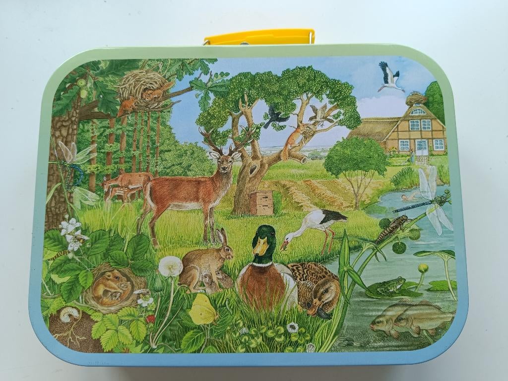 Koffer met 4 natuur puzzels, Ophalen, 10 tot 50 stukjes, Zo goed als nieuw, 2 tot 4 jaar