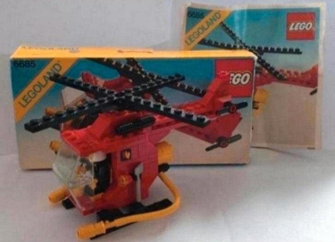 Lego Legoland 6685 Brandweer Helicopter compl. + doosje 1982, Gebruikt, Lego, Ophalen of Verzenden, Compleet