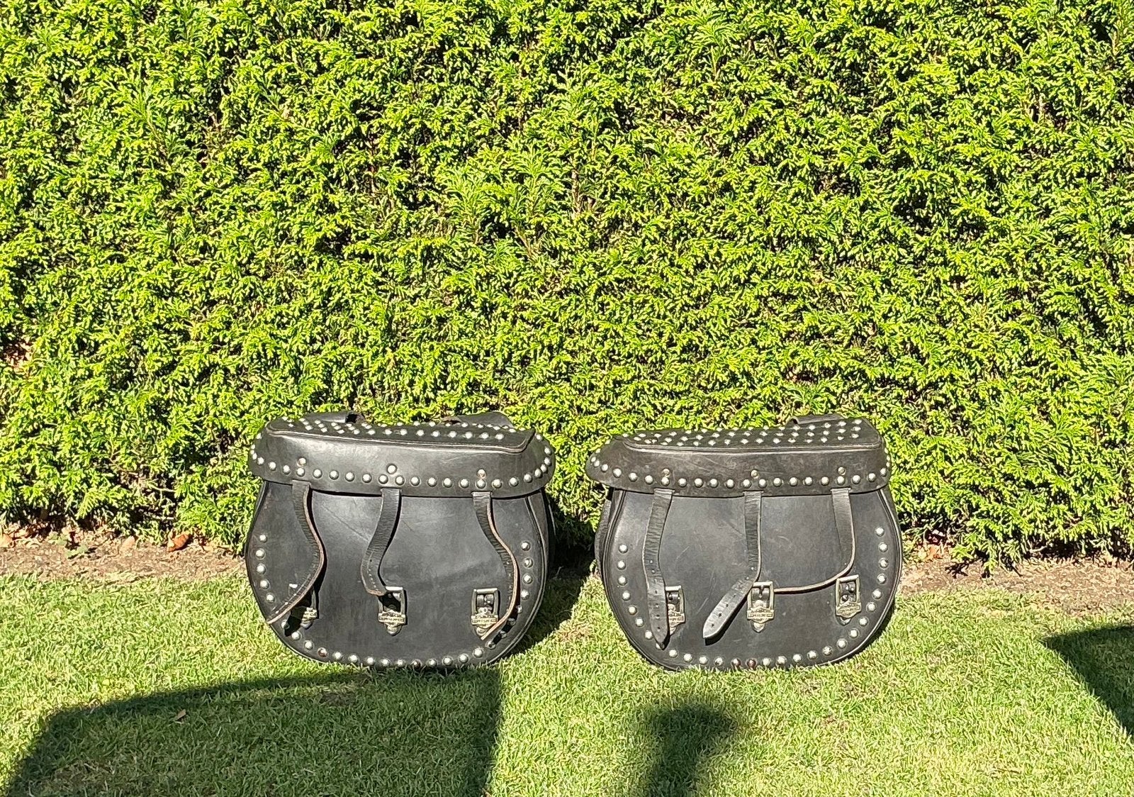 Vintage leren motortassen zwart, Motoren, Ophalen, Gebruikt
