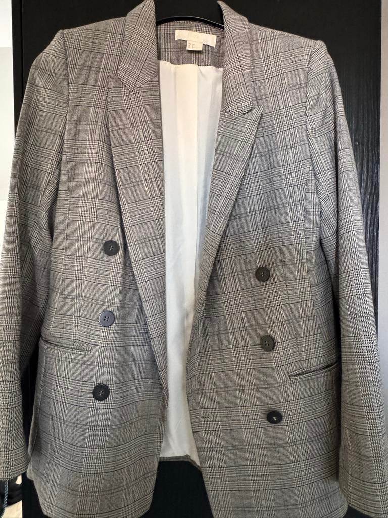 H&M Geruite Blazer - Maat 32, Ophalen of Verzenden, Zo goed als nieuw, Maat 34 (XS) of kleiner, Grijs