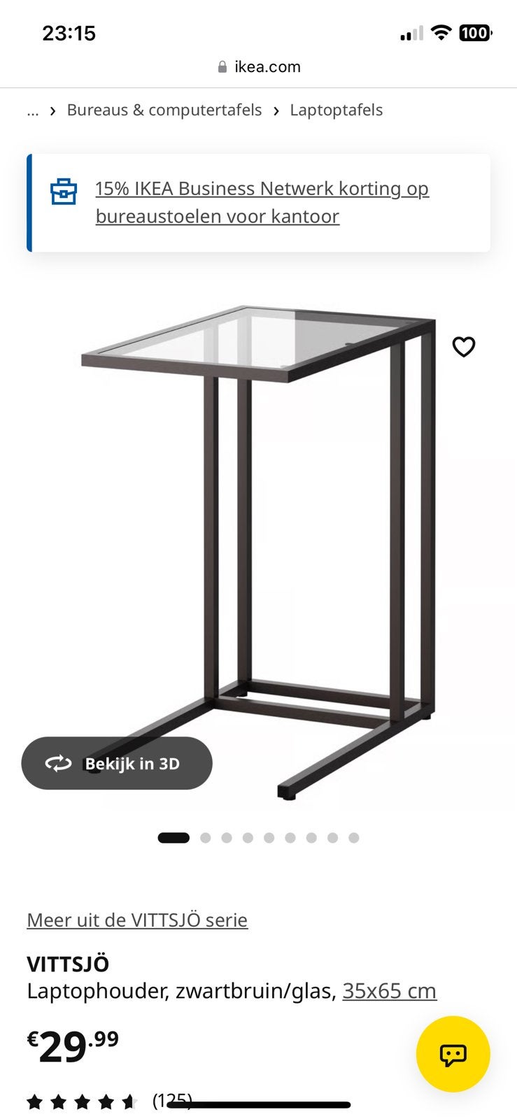 IKEA VITTSJÖ Laptophouder / Laptoptafel, Minder dan 55 cm, Metaal of Aluminium, Ophalen of Verzenden, Zo goed als nieuw
