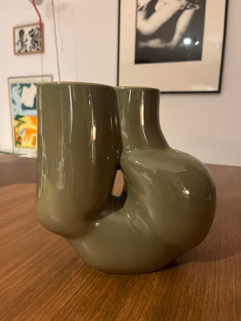 HAY Wang & Söderström vaas, olijfgroen, Verzenden, Aardewerk of Porselein, Zo goed als nieuw, Minder dan 50 cm
