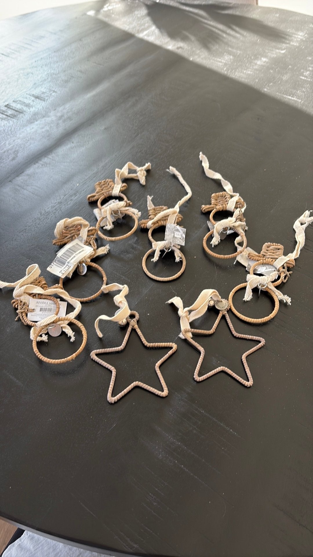 Riviera maison rattan kerst hangers 8 stuks, Ophalen of Verzenden, Zo goed als nieuw