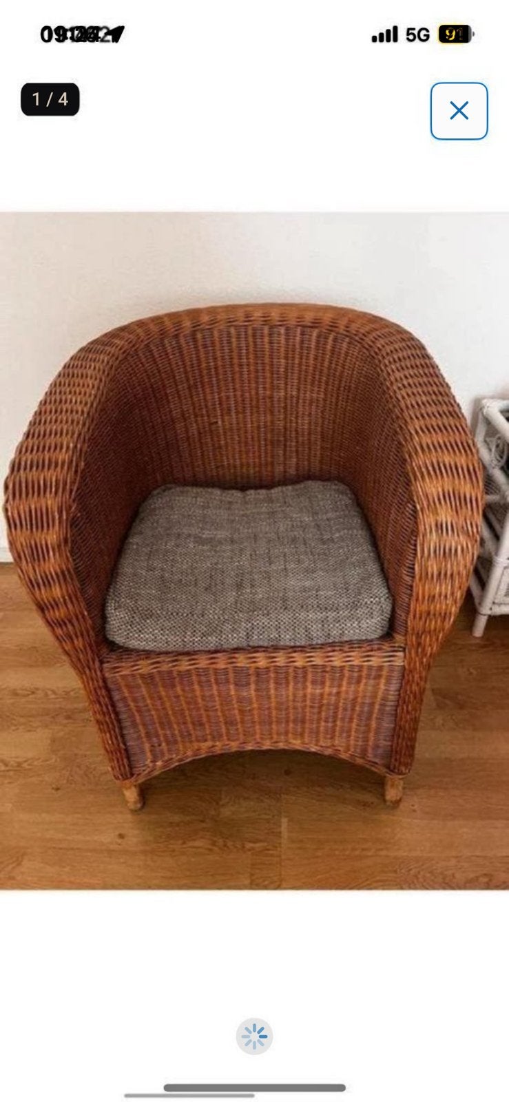 Rotan stoel: fauteuill van goossens, Huis en Inrichting, Fauteuils, Ophalen, Zo goed als nieuw, 75 tot 100 cm, 50 tot 75 cm