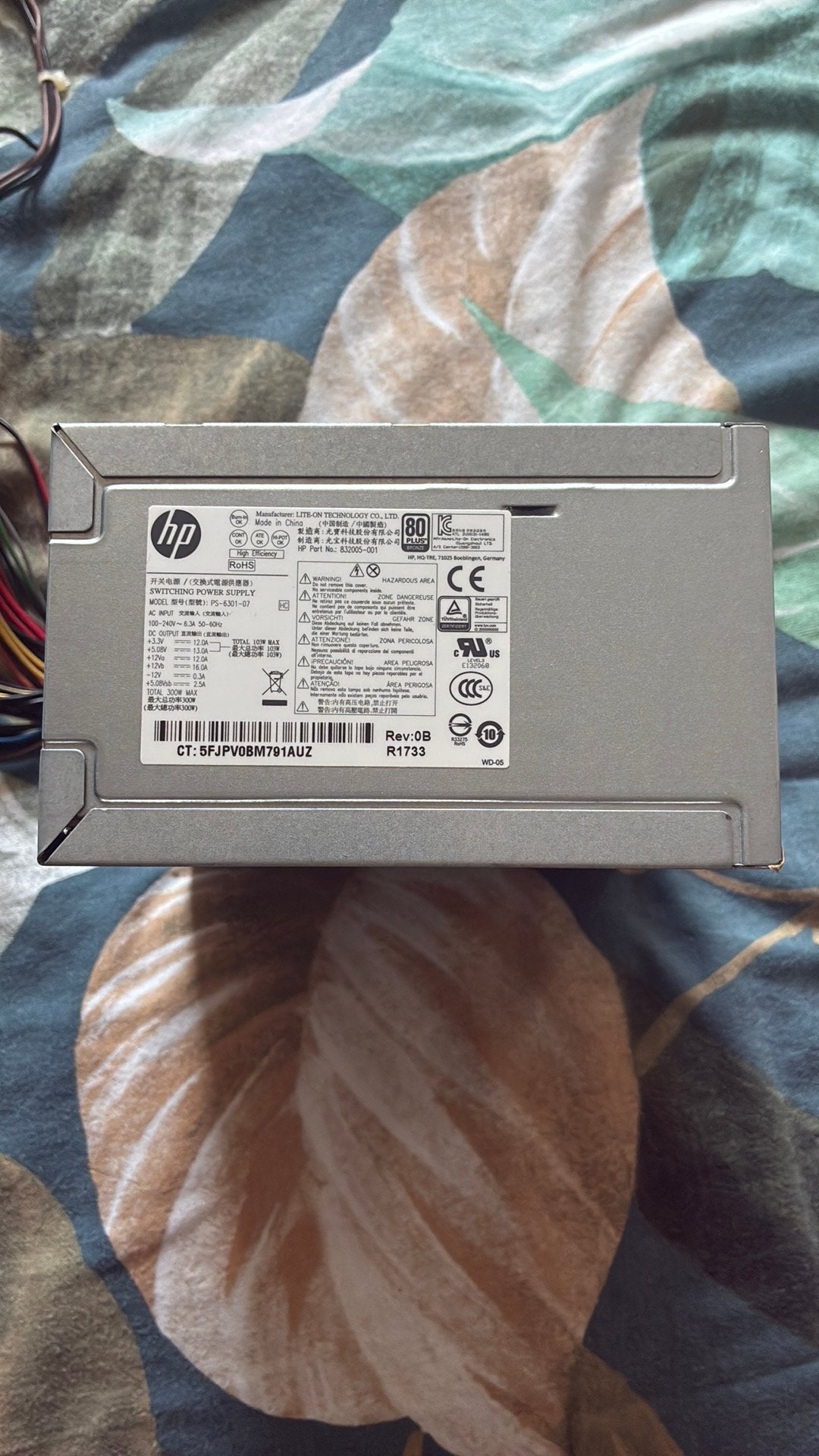 Originele HP Voeding 300W (80 PLUS Bronze)– Model PS-6301-07, Computers en Software, Interne voedingen, Ophalen of Verzenden, Gebruikt