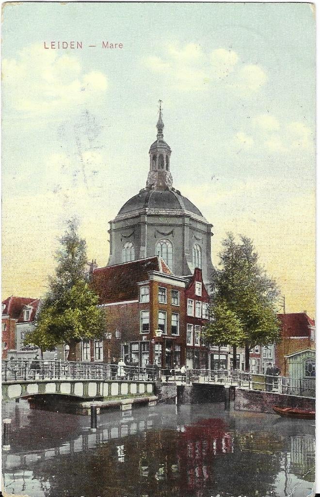 Leiden, Mare, Marekerk, brug, bruggetje, Verzenden, Voor 1920, Gelopen, Zuid-Holland