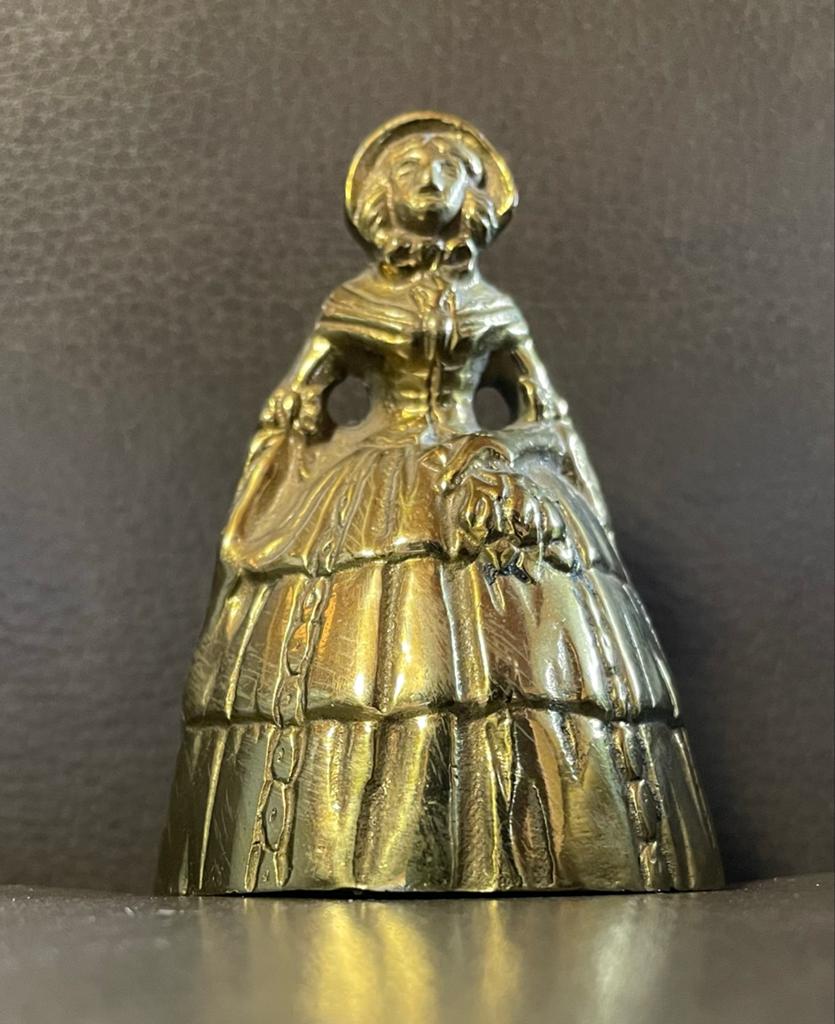 Vintage Messing Tafelbel - Victoriaanse Dame (Crinoline Lady, Ophalen of Verzenden
