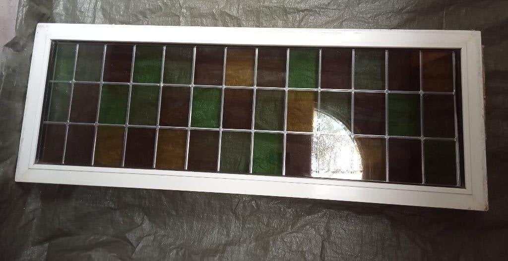 KUNSTSTOF RAAM GLAS IN LOOD TUSSEN DUBBEL GLAS HR, Ophalen, Gevelraam of Ruit, Gebruikt, 80 tot 120 cm