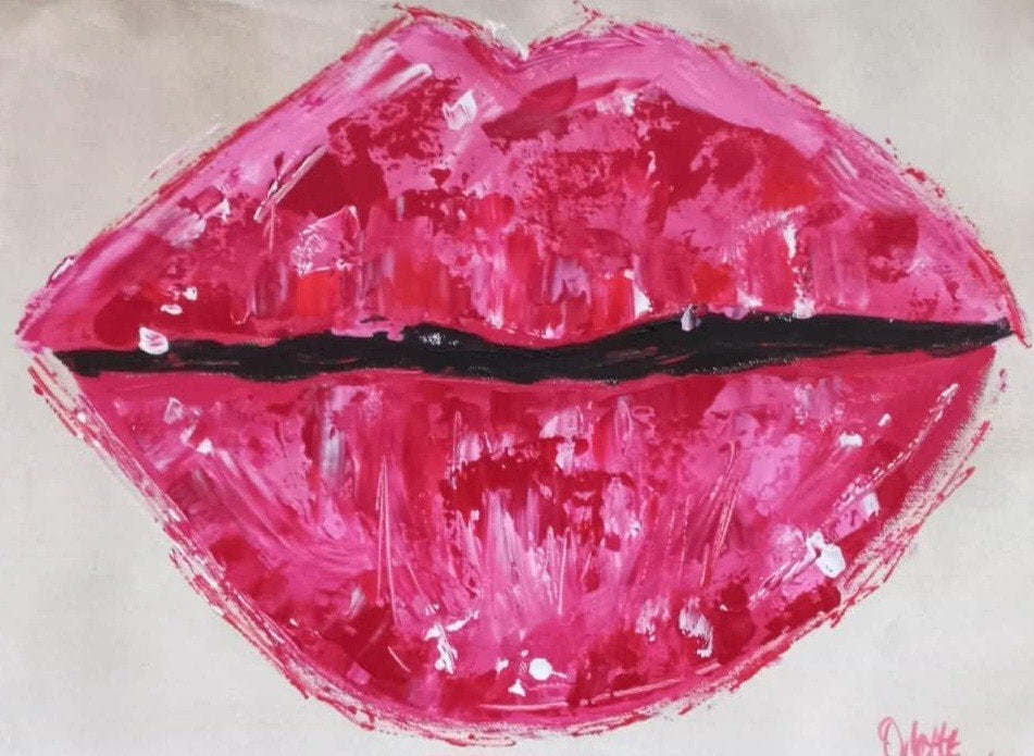 Schilderij lucky lips, Minder dan 50 cm, Nieuw, Ophalen of Verzenden, Schilderij