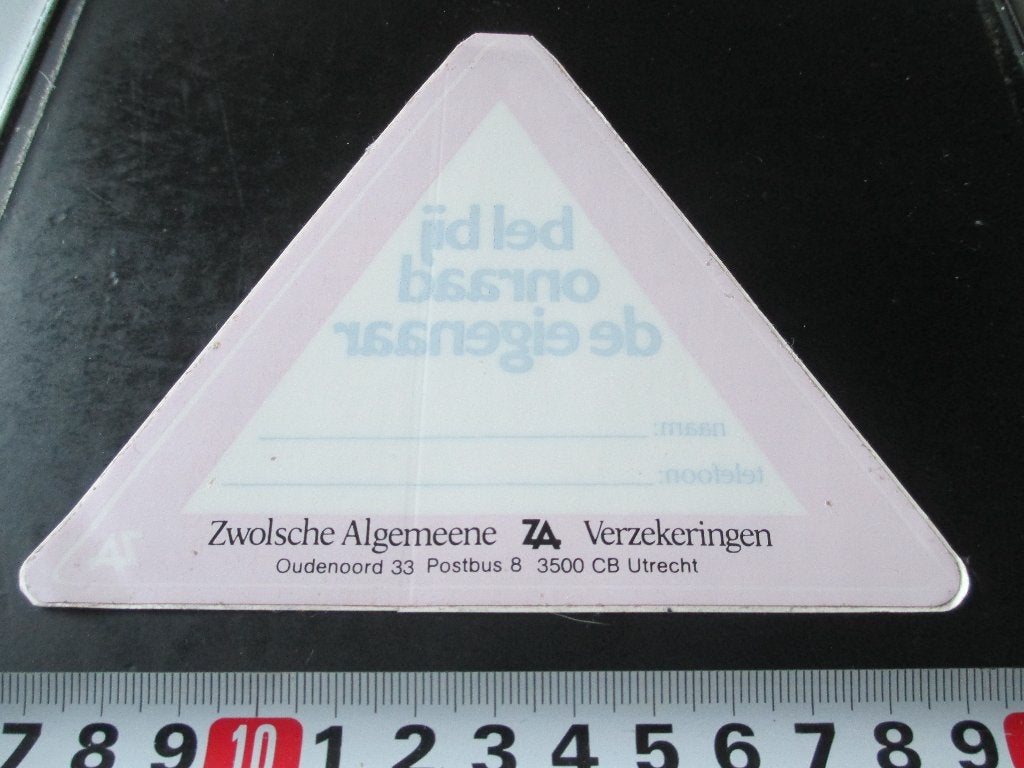 sticker Raamsticker Utrecht Zwolsche Algemene Verzekeringen*, Ophalen, Zo goed als nieuw