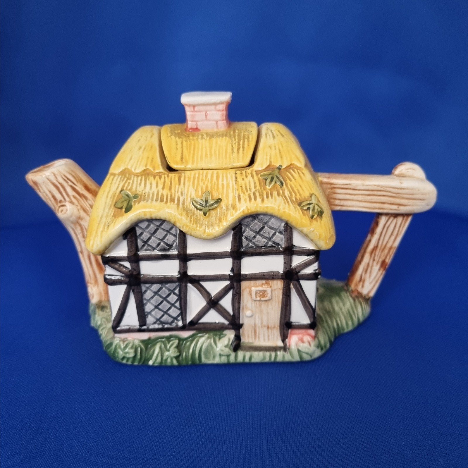 Vintage Theepot Landhuisje met Rietdak, Ophalen of Verzenden