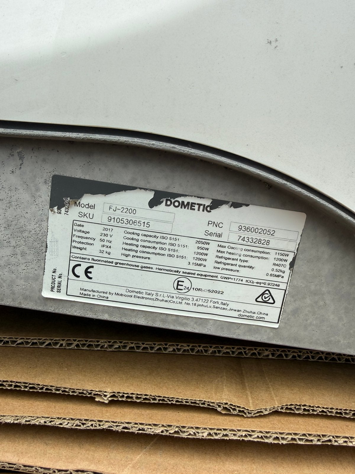Dometic B2200 dakairco camper caravan koelt niet goed meer, Ophalen, Gebruikt