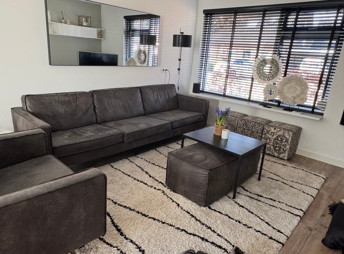 Be Pure compl zithoek rodeo bank loveseat hocker tafel grijs, Huis en Inrichting, Ophalen, Zo goed als nieuw, Leer