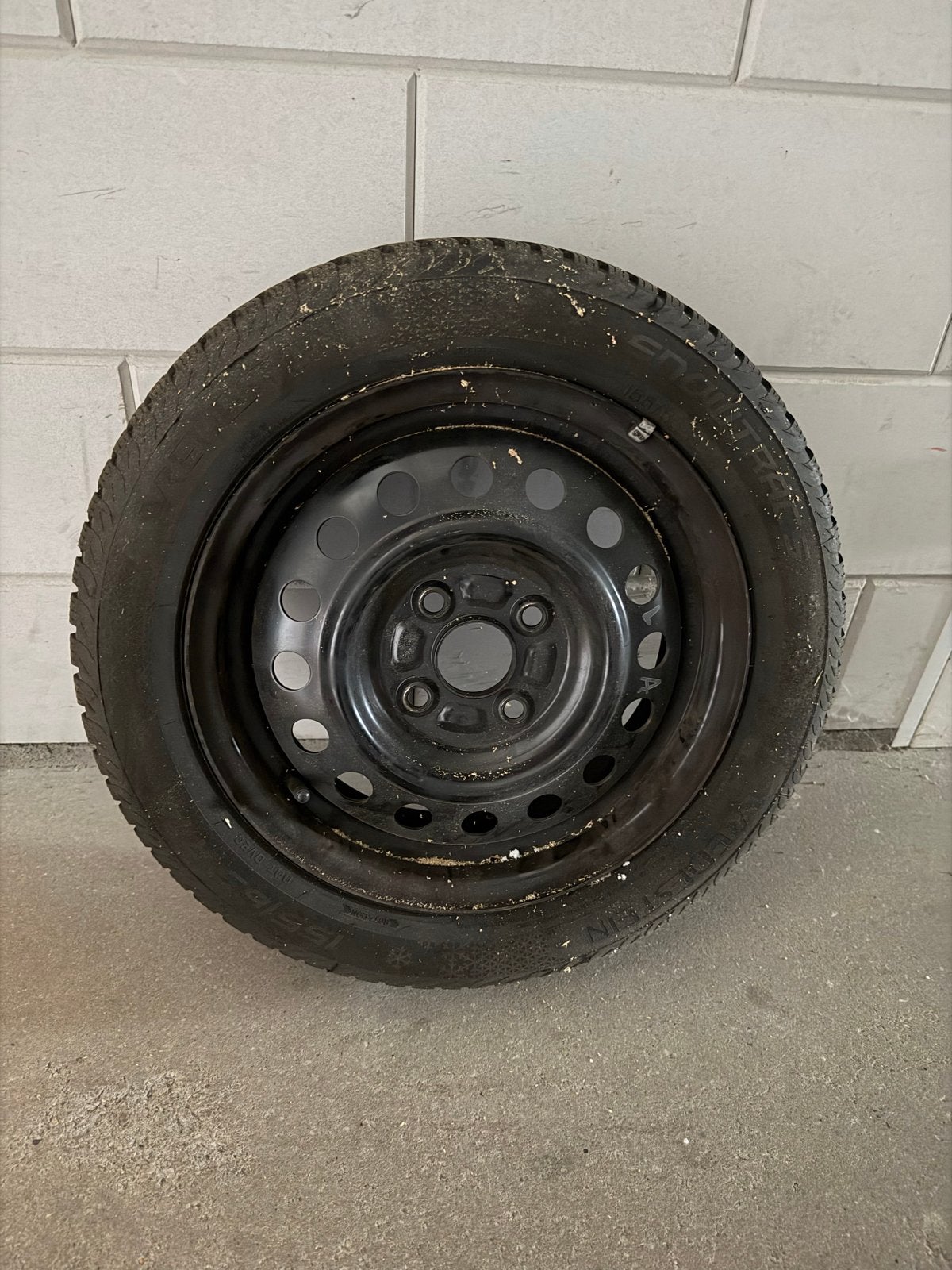 4 Winterbanden met velg 155/65 R14 75T M+S voor Nissan Pixo, Ophalen, 14 inch, Gebruikt, 155 mm