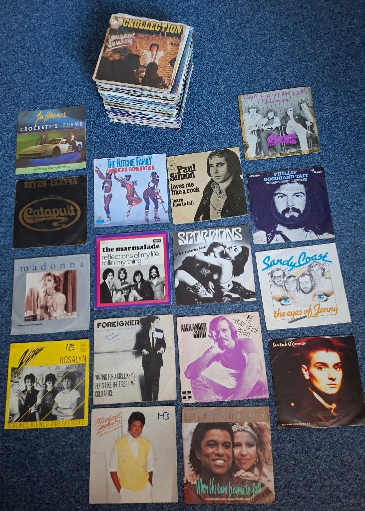 Partij van 129 mooie singles jaren 70-80tig. voor €35,-, 7 inch, Zo goed als nieuw, Pop, Overige typen