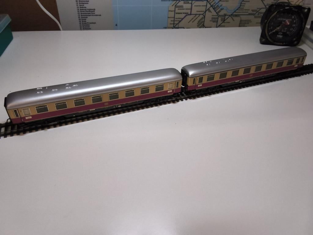 Set van 2 Marklin DB TEE-rijtuigen, Wisselstroom, Gebruikt, Wagon, Ophalen of Verzenden