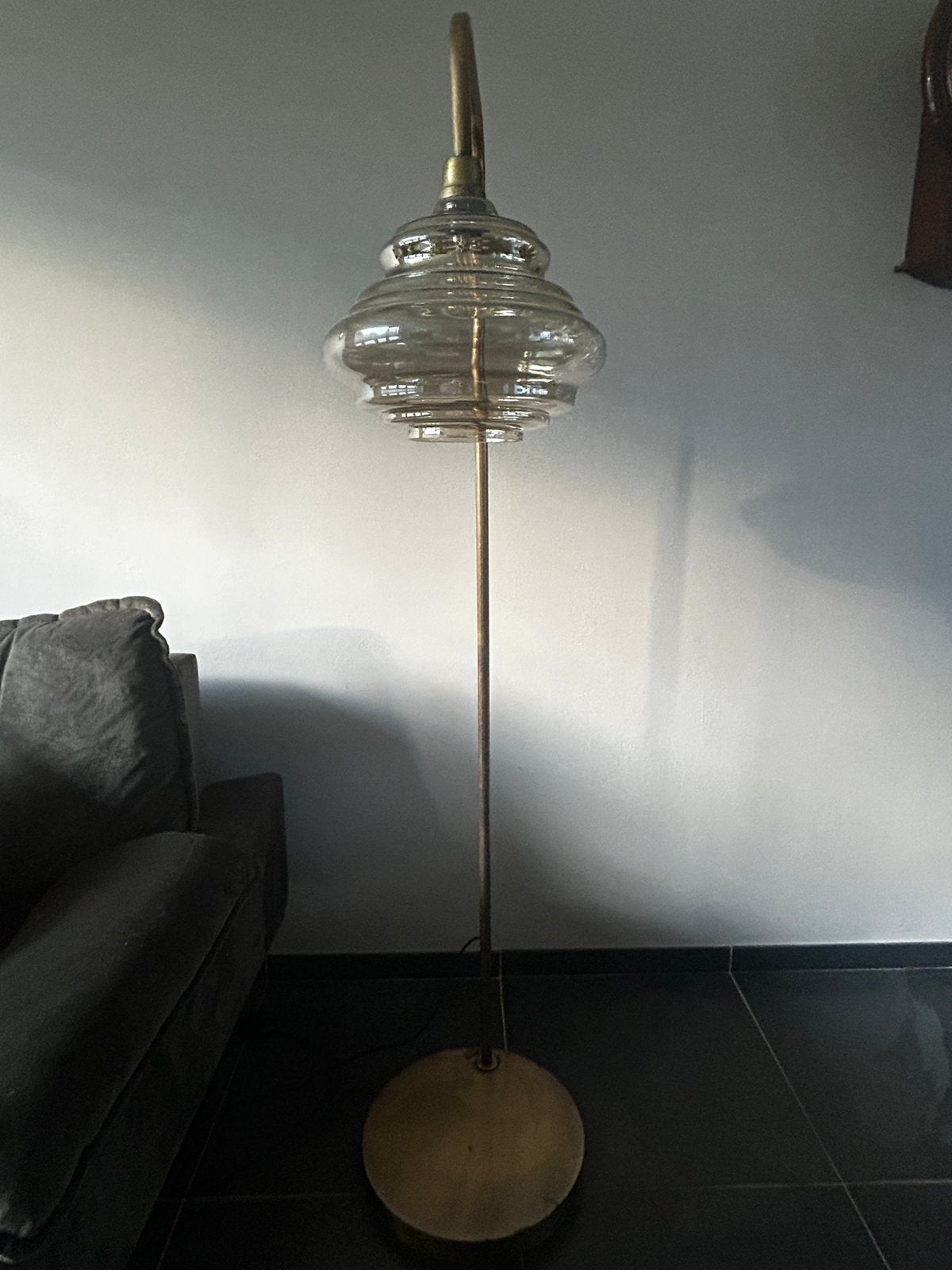 Vloerlamp met glazen kap, Ophalen, Zo goed als nieuw, 150 tot 200 cm