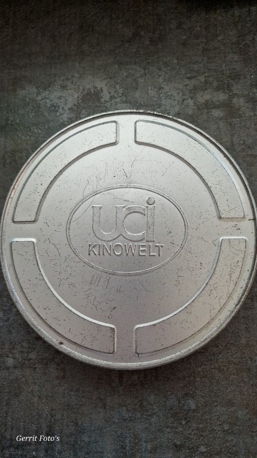 Fimblik UCI Kinowelt met metalenfilmspoel, Audio, Tv en Foto, Filmrollen, Ophalen of Verzenden, Accessoire