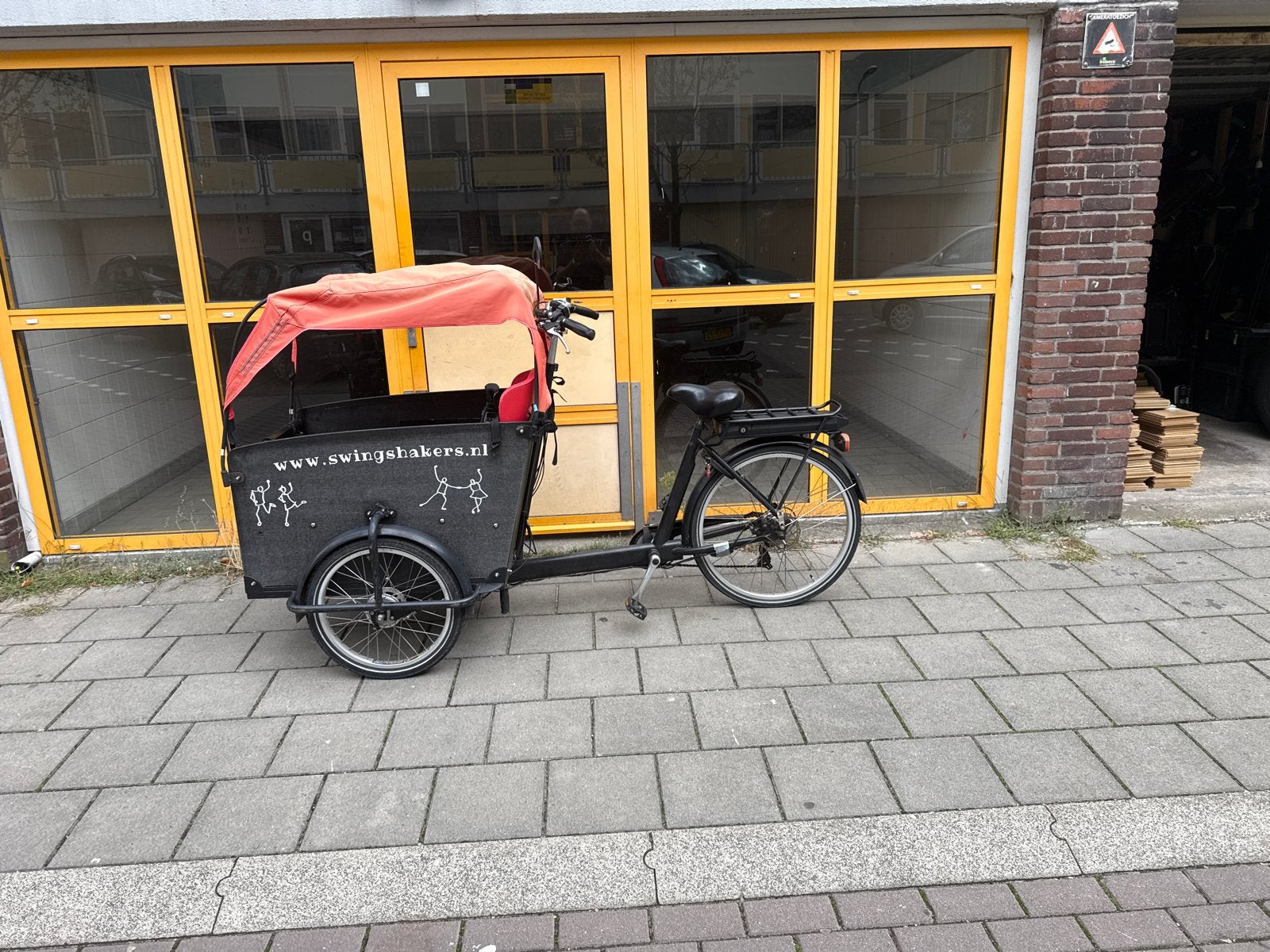 Elektrische Bakfiets met Huif - Ideaal voor Kinderen, 4 kinderen of meer, Gebruikt, Elektrisch, Trommelrem