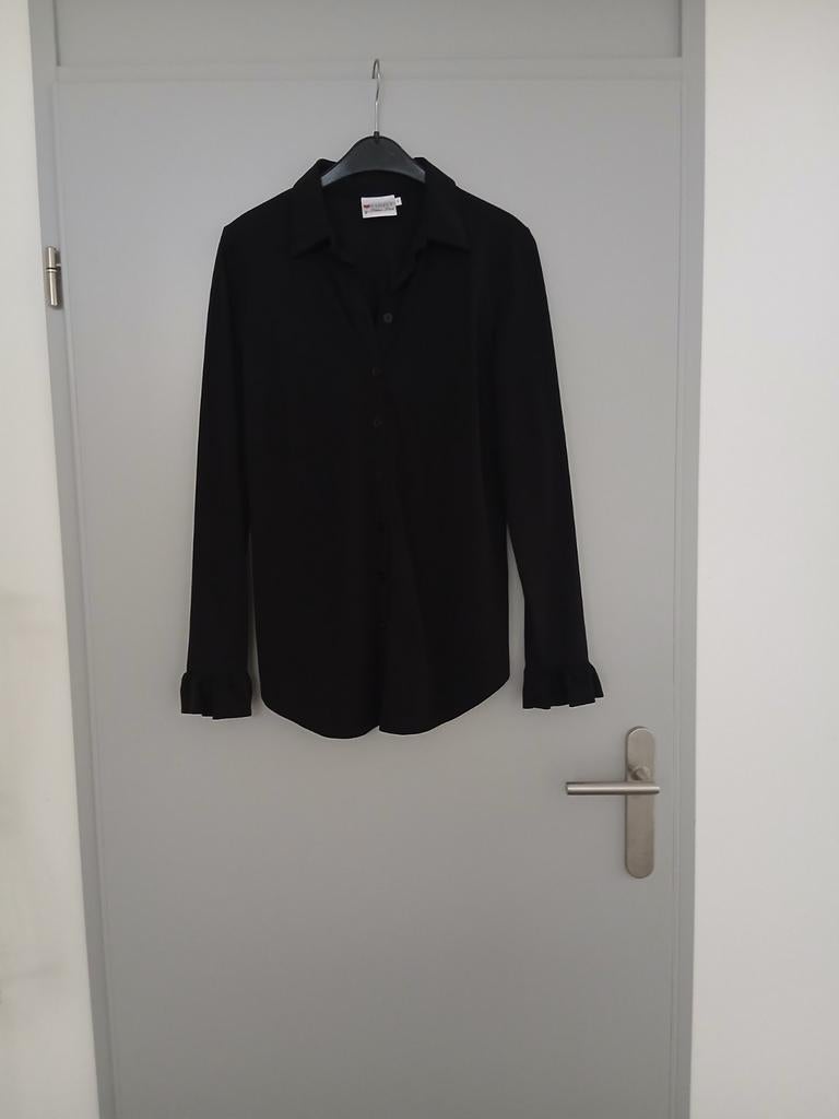 Helena Hart zwarte blouse met leuke mouwdetails - Maat S, Zwart, Zo goed als nieuw, Maat 36 (S), Helena Hart