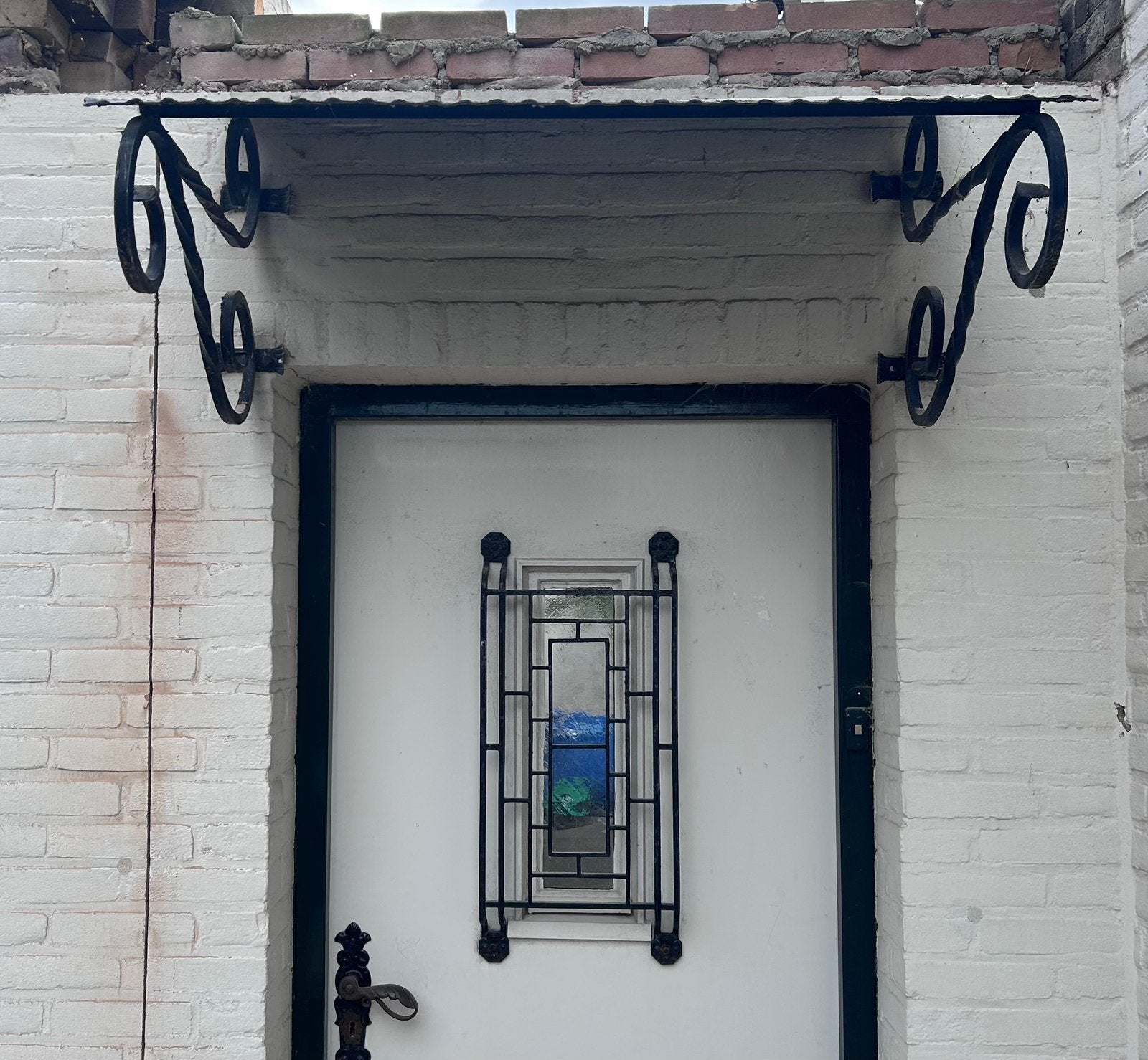 Decoratieve oud-metalen luifel voor boven de deur, Ophalen, Gebruikt, Overige typen, Minder dan 250 cm