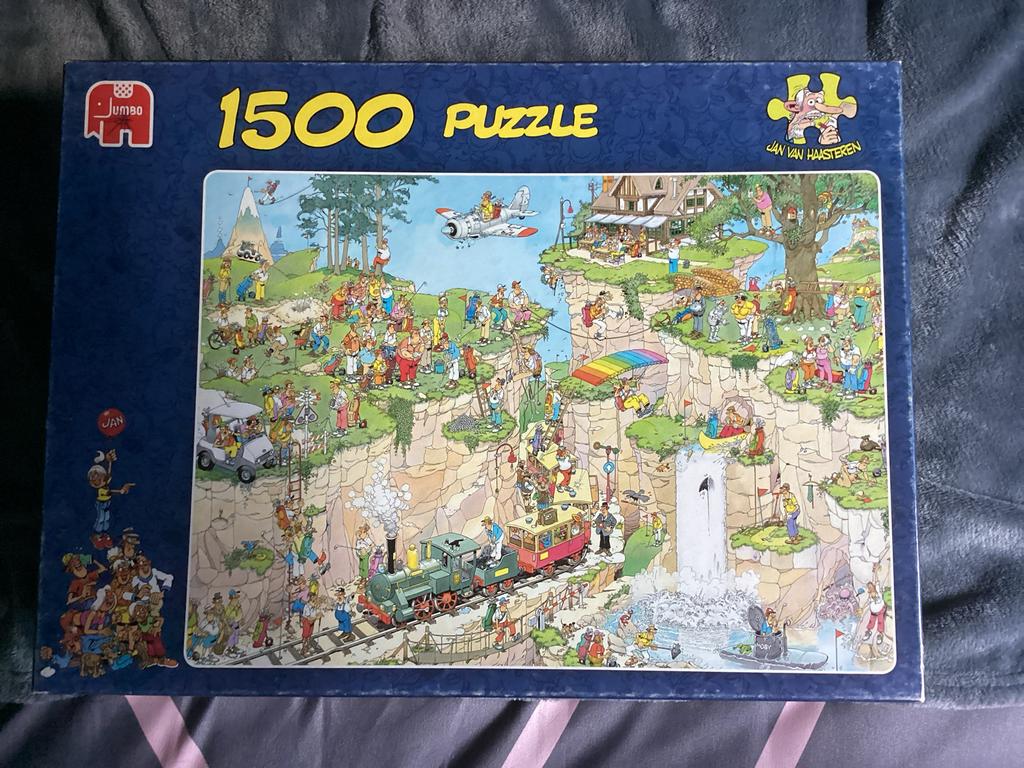 Jan van Haasteren puzzel 1500 stukjes - De Golfbaan, Ophalen of Verzenden, 500 t/m 1500 stukjes, Zo goed als nieuw, Legpuzzel