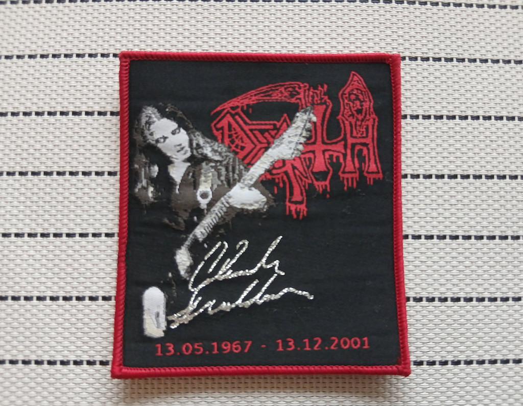 Death Chuck Schuldiner patch d66 zilver glitter ltd edition, Verzenden, Nieuw, Kleding