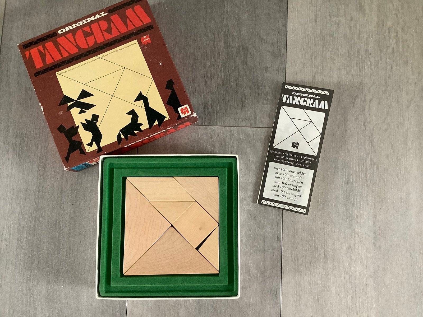 Vintage Tangram Jumbo original puzzel 1977, Ophalen of Verzenden, Minder dan 500 stukjes, Gebruikt, Overige typen