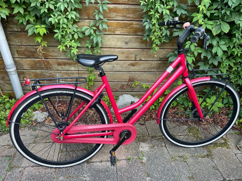 Damesfiets Cortina m1 koraalroze met rekje, Gebruikt, Versnellingen, 50 tot 53 cm, Trommelrem